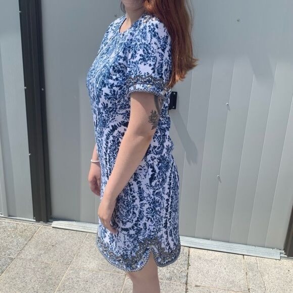 Robert Graham Luana Beaded Printed Aline Tunic Dress - Picture 7 of 8